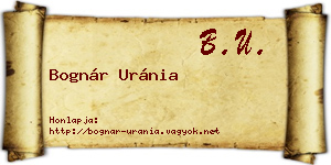 Bognár Uránia névjegykártya